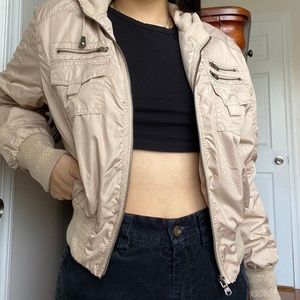 Beige Bomber Jacket